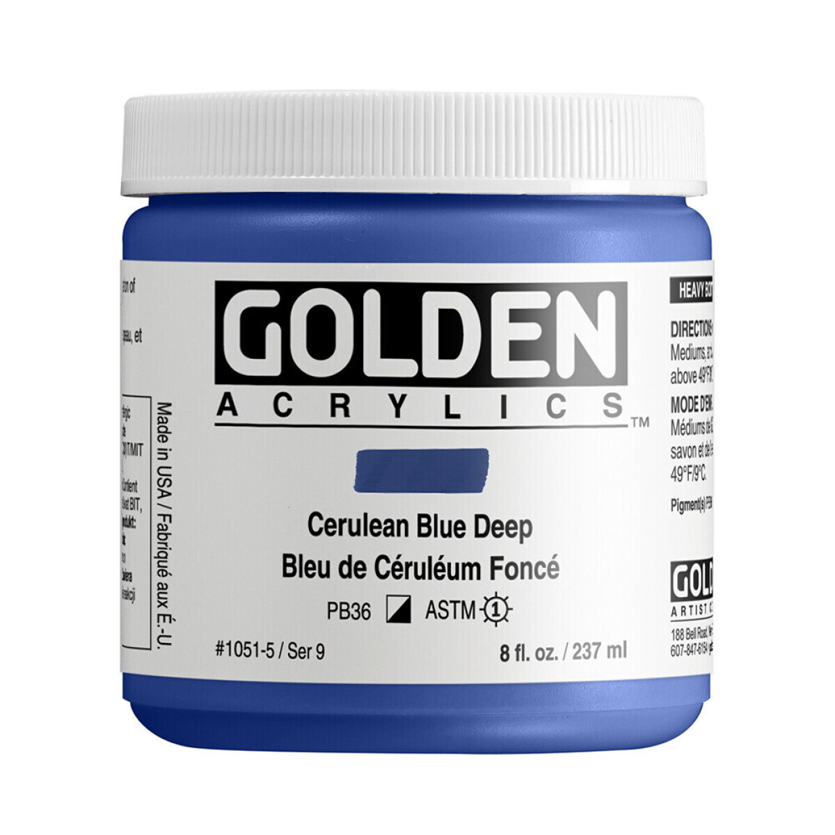 Akrylová barva Golden Heavy Body 237 ml - Cerulean Blue Deep 1051