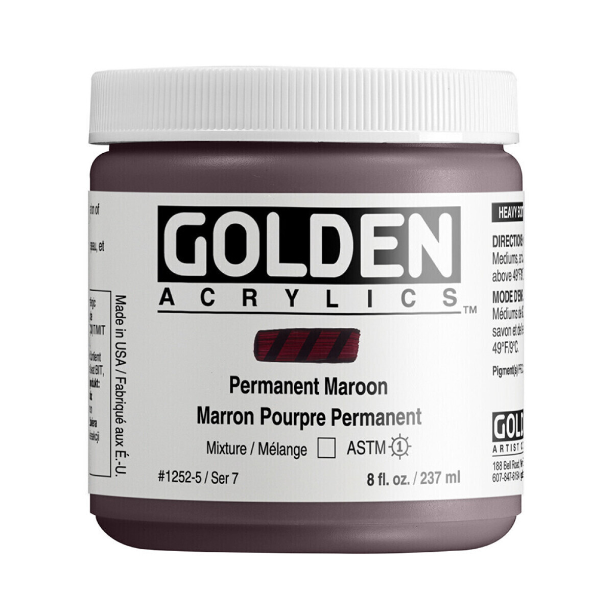 Akrylová barva Golden Heavy Body 237 ml - Permanent Maroon 1252
