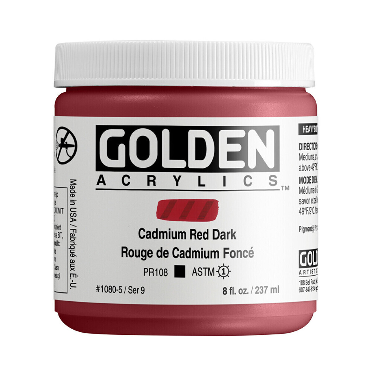 Akrylová barva Golden Heavy Body 237 ml - Cadmium Red Dark 1080