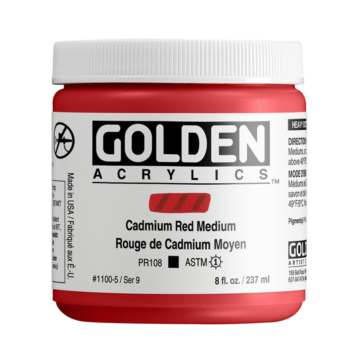 Akrylová barva Golden Heavy Body 237 ml - Cadmium Red Medium 1100