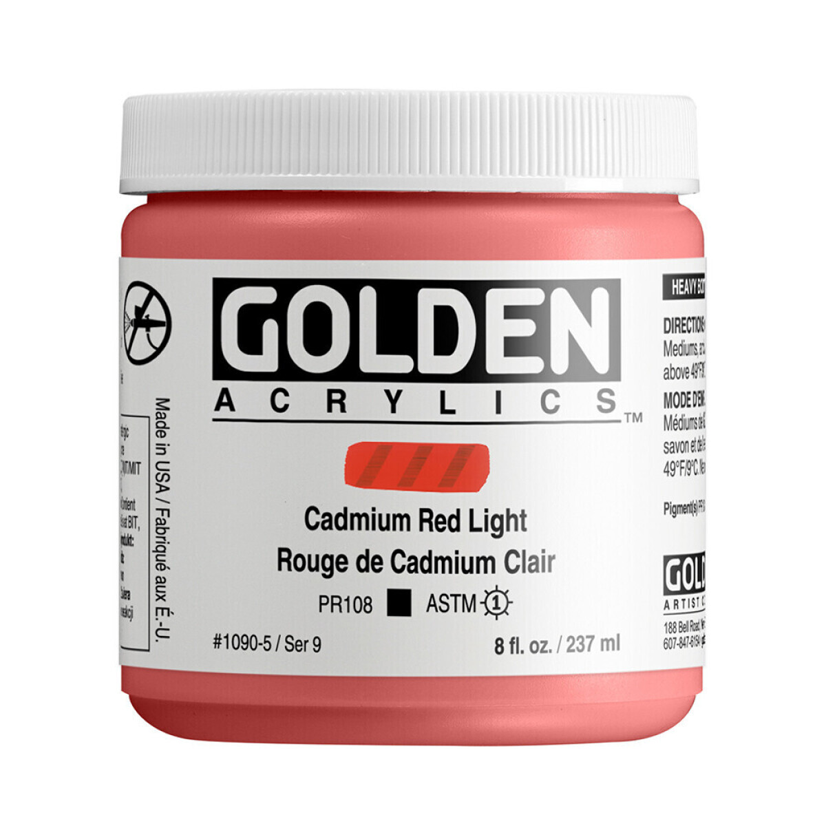 Akrylová barva Golden Heavy Body 237 ml - Cadmium Red Light 1090