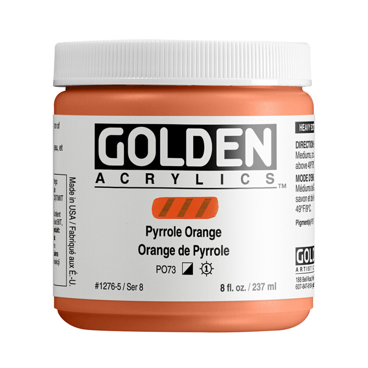 Akrylová barva Golden Heavy Body 237 ml - Pyrrole Orange 1276