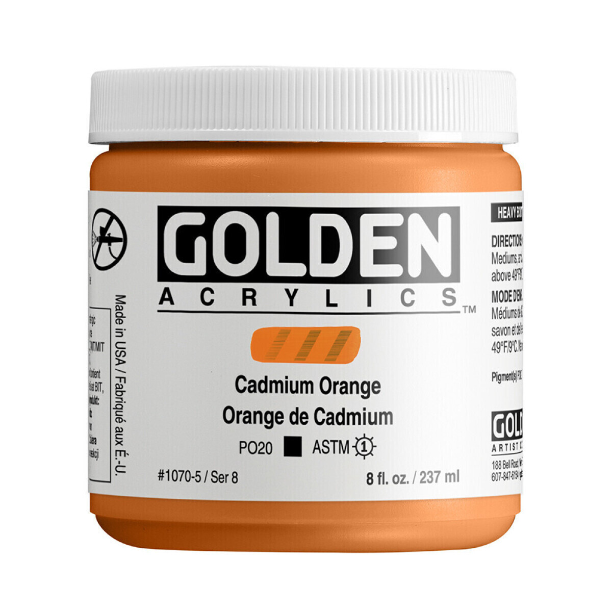 Akrylová barva Golden Heavy Body 237 ml - Cadmium Orange 1070