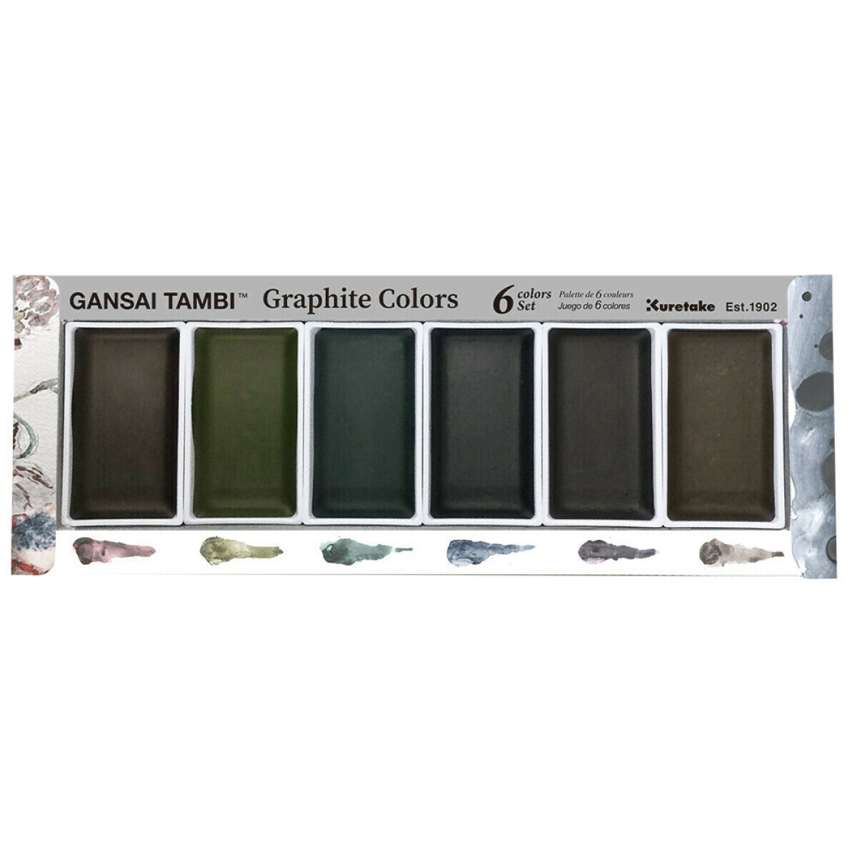 Sada akvarelových barev Gansai Tambi Graphite Colours - 6 grafitových odstínů