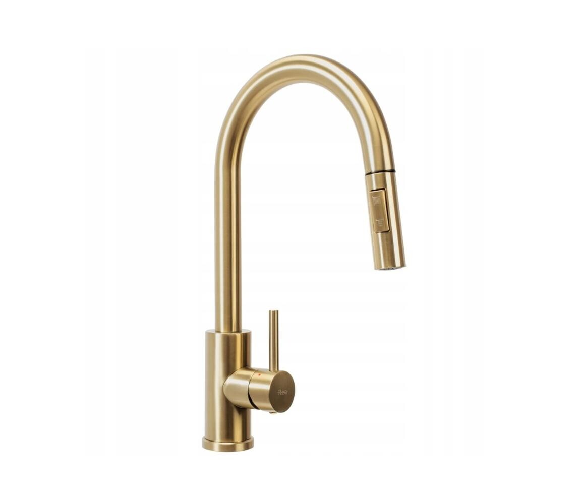 REA-B9842 - Dotyková dřez. baterie s vytah. sprškou FRESH TOUCH 37 cm 4xAA zlatá REA-B9842
