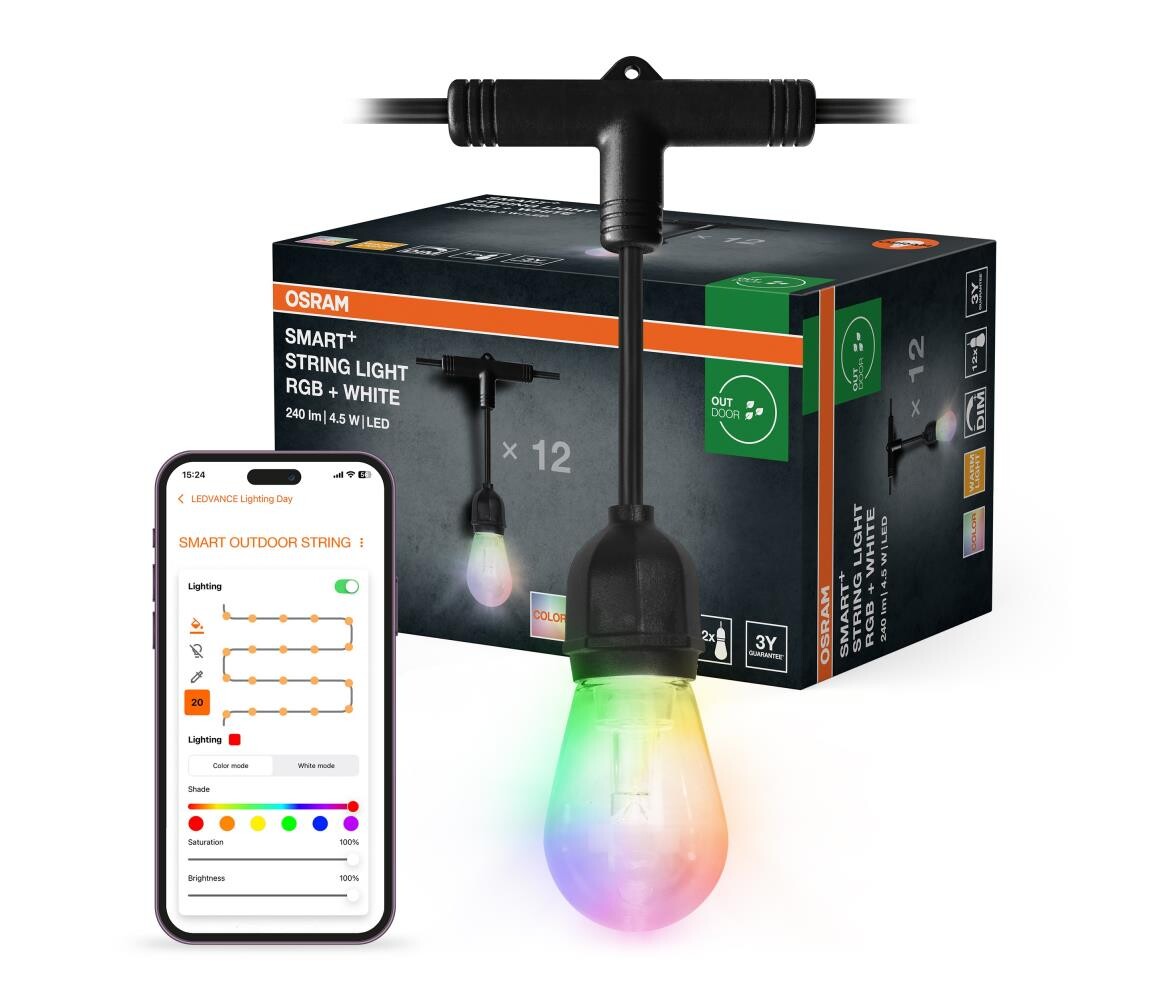 Osram - LED RGB Stm. venkovní řetěz SMART+ STRING 12xLED/230V 7,47m IP44 Wi-Fi 4099854474934