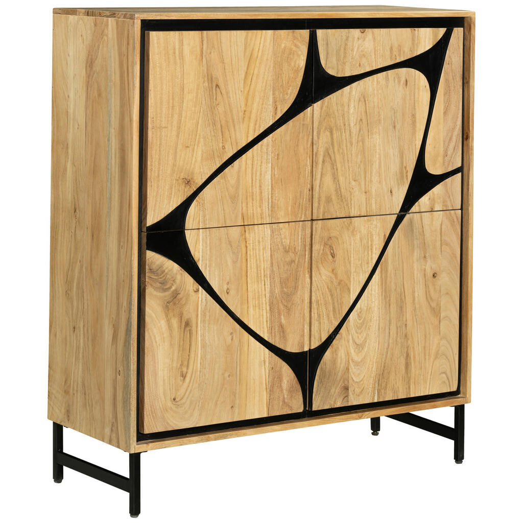 Ambia Home KOMODA, akácie, černá, barvy akácie, 100/115/40 cm