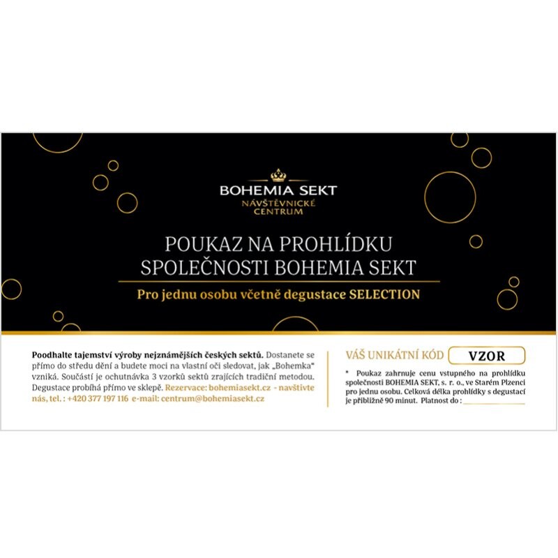 Prohlídka společnosti Bohemia Sekt s degustací Selection - tištěná poukázka