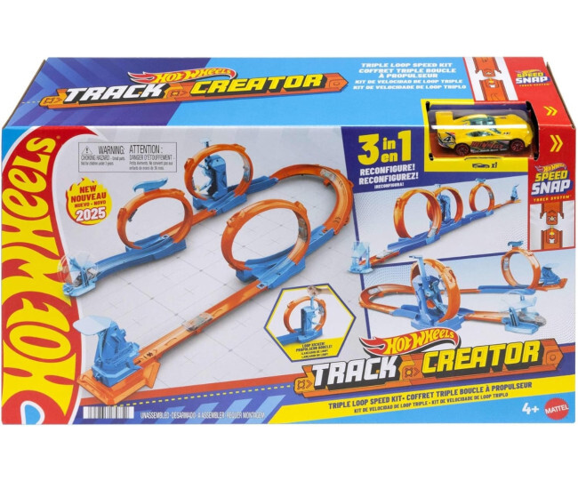 Stavebnice Hot Wheels Track Creator Triple Looping Set Mattel JDW39