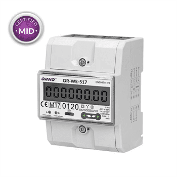 Elektroměr 3F na DIN lištu třífázový ORNO OR-WE-517 digitální, RS-485, MID