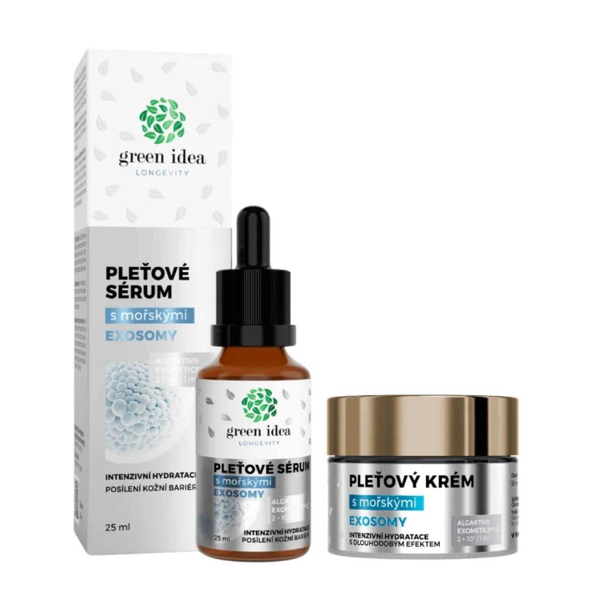 Zvýhodněný set Anti-age kosmetika: Pleťový krém + Pleťové sérum s exozomy – Green idea
