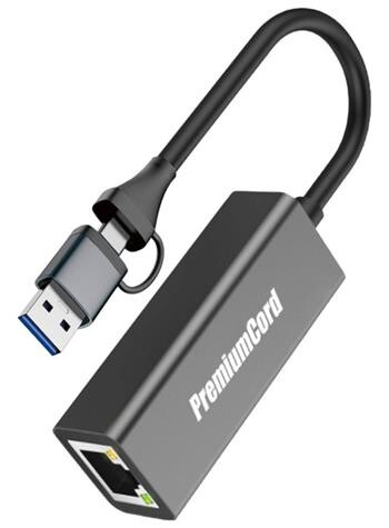 PremiumCord Adapter USB-C a USB-A na Gigabit 10/100/1000Mbps 15cm