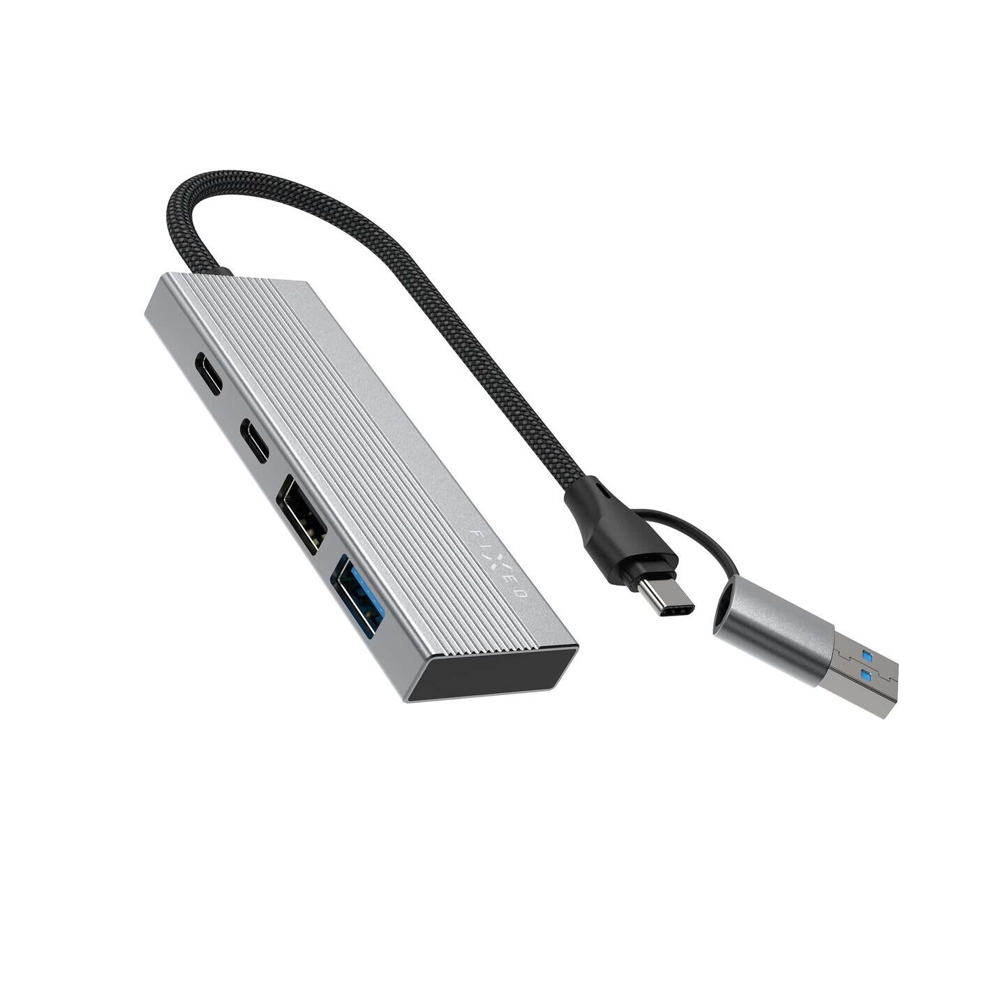 FIXED 4-portový hliníkový USB-C HUB Port s USB-A adaptérem vesmírně šedý FIXHU-PT-GR