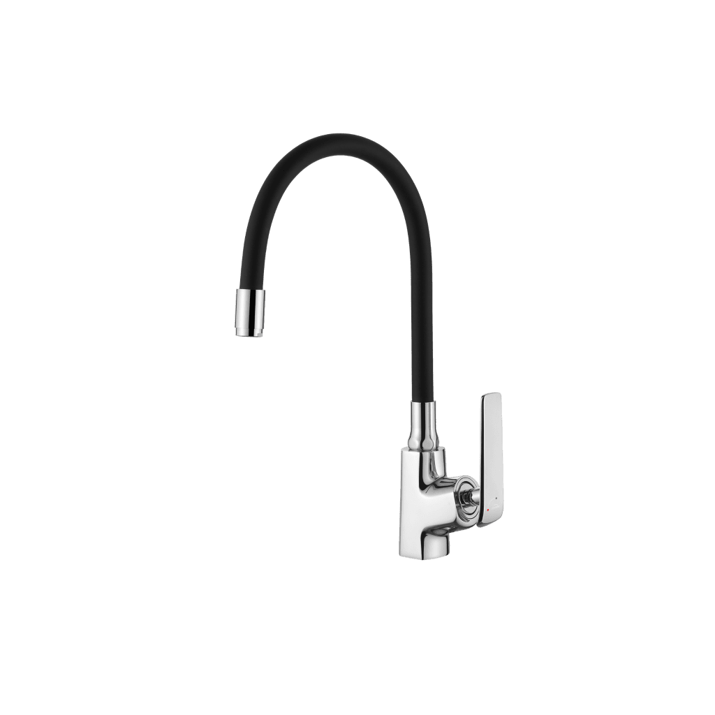 INVENA Dřezová baterie Ligaria s elastickým výtokem, chrom/černá BZ-39-008-L