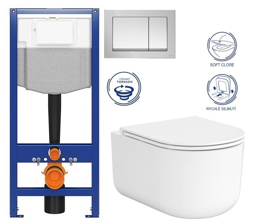 CERSANIT/S CERSANIT předstěnový instalační systém s tlačítkem chrom K97-509 + WC CERSANIT INTRO PRO OVAL /VÍROVÉ SPLACH/+ SEDÁTKO K97-526 509 IR1