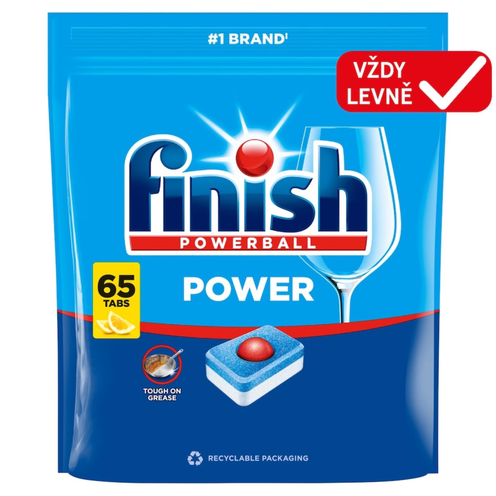 Tablety do myčky Finish Power - Lemon, 65 ks