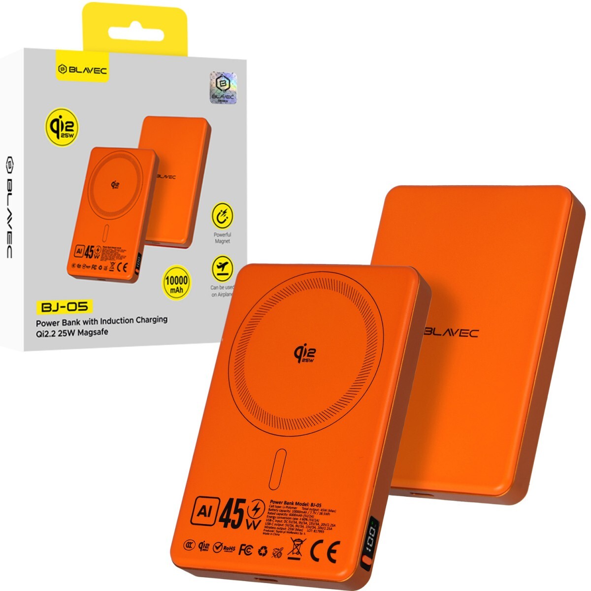 Powerbanka Blavec BJ-05 Ultra Fast 10000mAh oranžová hliníková 45W