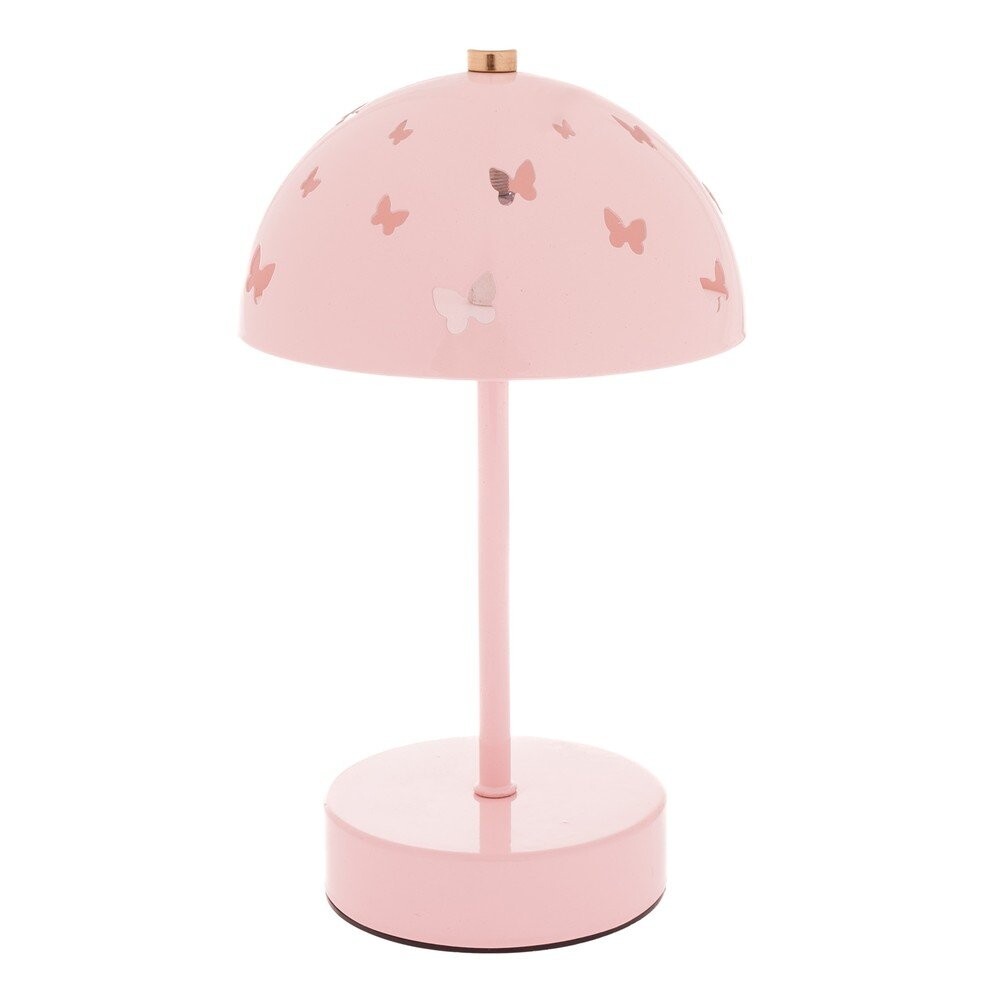 Růžová kovová dětská stolní lampa Butterfly – Dakls