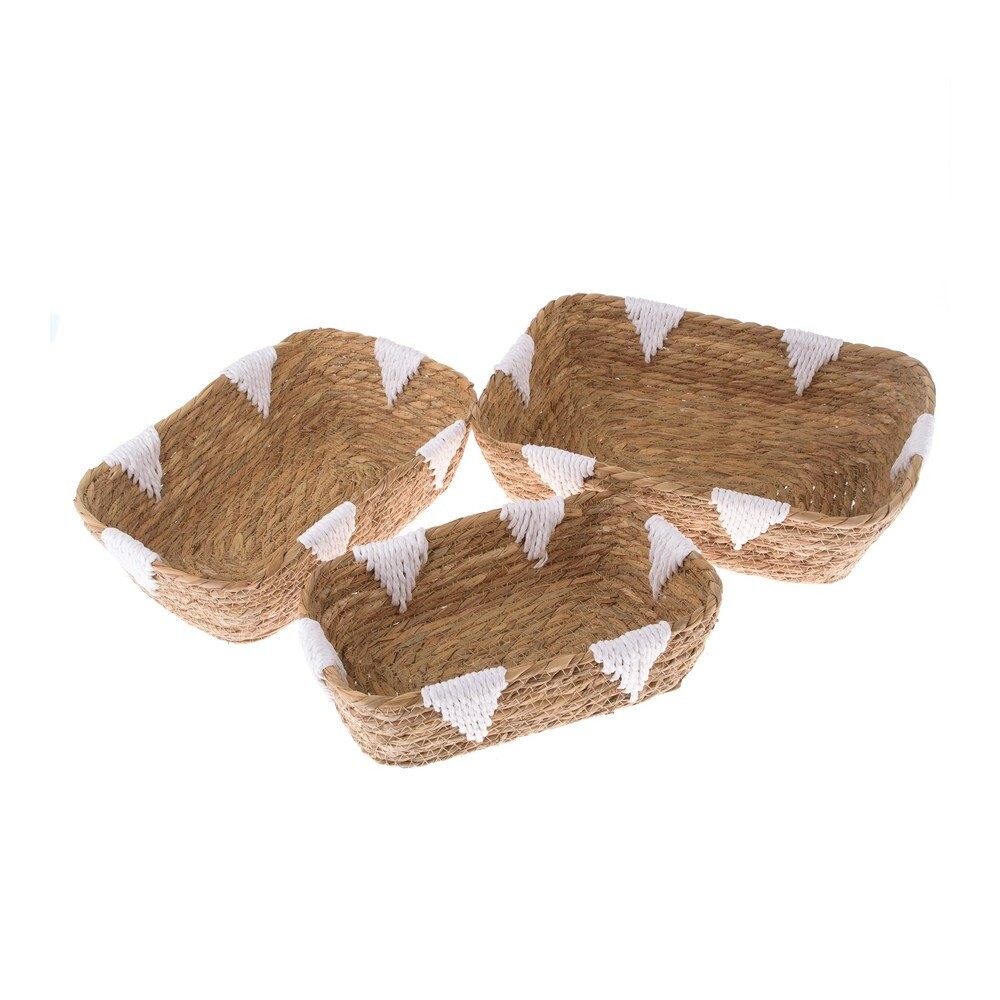 Košíky v sadě 3 ks z proutí ø 34x10 cm – Dakls