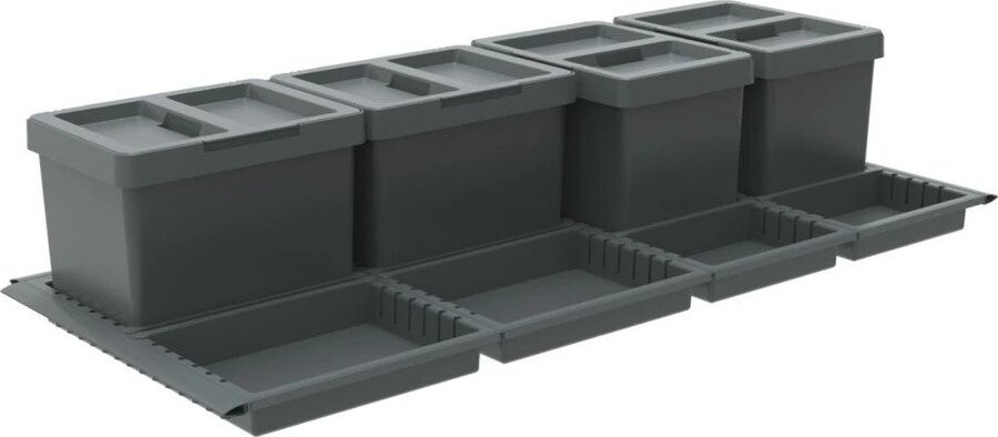 Šedý plastový odpadkový koš 4x12 l na tříděný odpad/vestavný Metropolis Flip-up – Elletipi