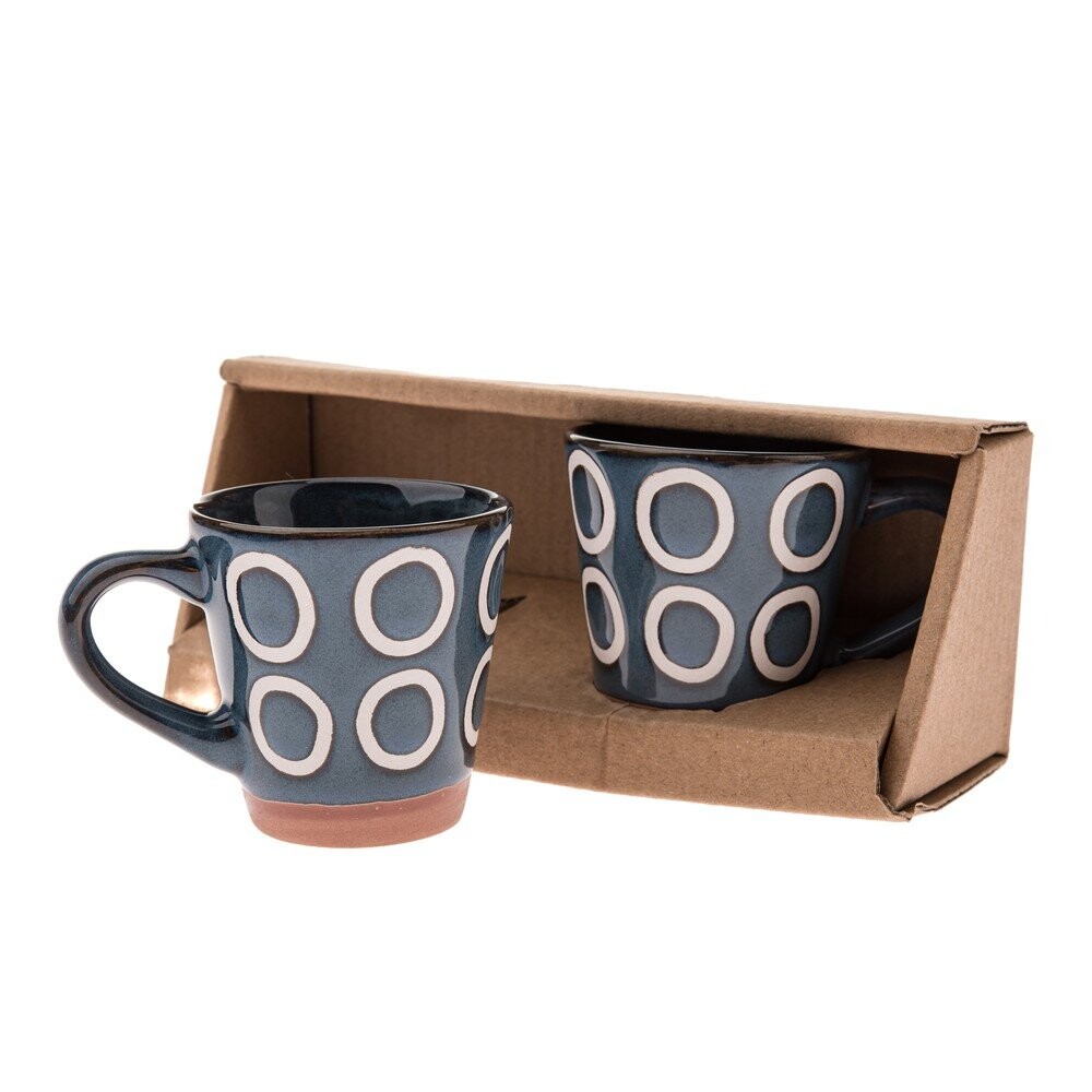 Tmavě modré keramické hrnky v sadě 2 ks na espresso 100 ml Rings – Dakls
