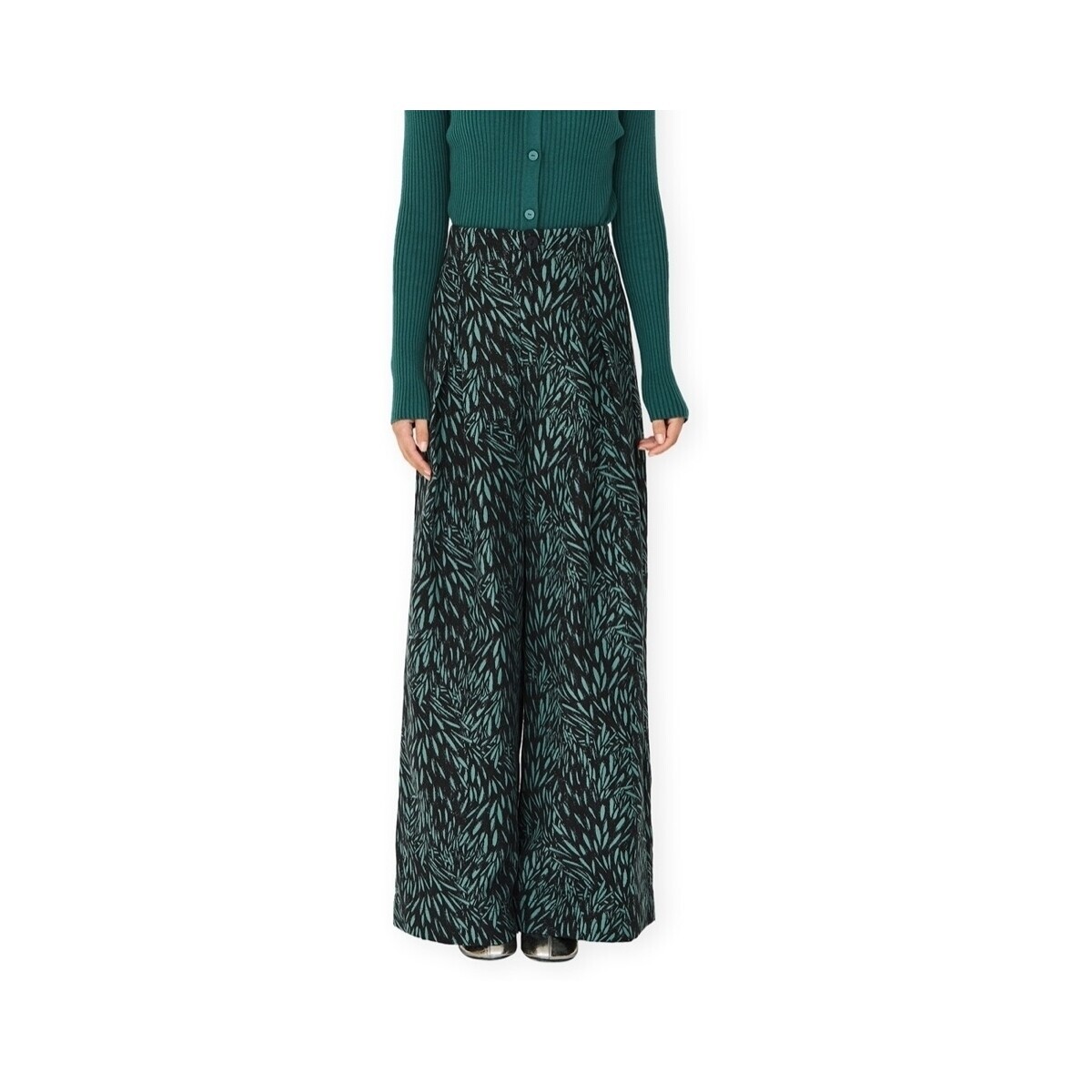 Skfk  Basabe Trousers - Leaves  Černá