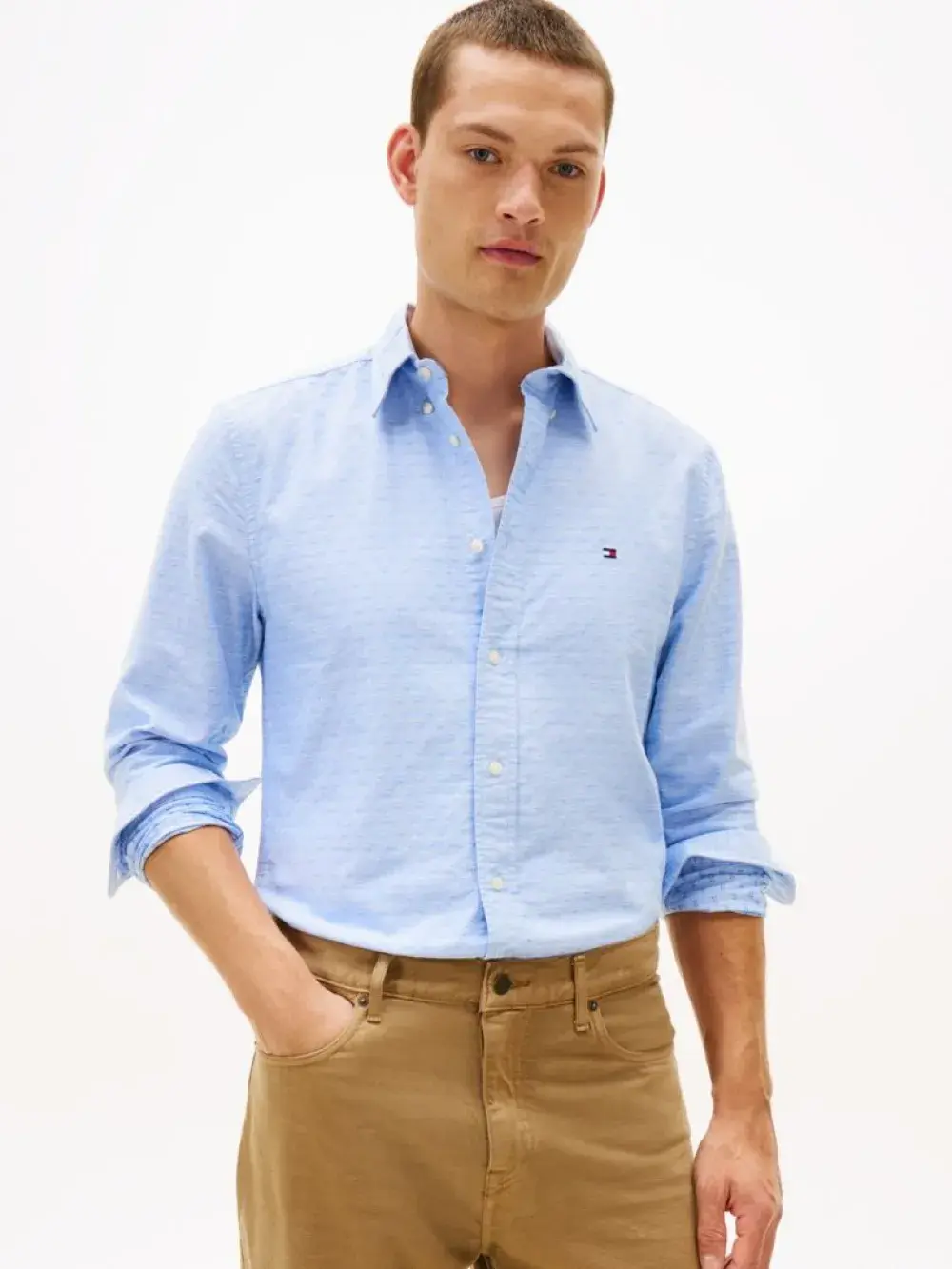 Tommy Hilfiger pánská modrá košile MW0MW416830GY M