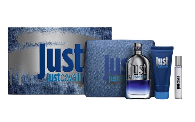 Roberto Cavalli Just Cavalli Him - EDT 90 ml + sprchový gel 100 ml + EDT 15 ml + kosmetická taška