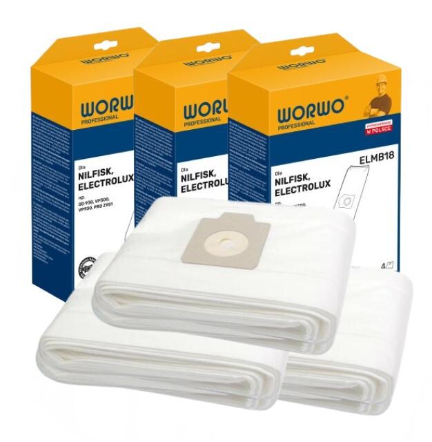 Sáčky WORWO ELMB18 Professional pro Lux DP 9000, Kärcher T201, Nilfisk GD 930 (80x19cm) 12ks