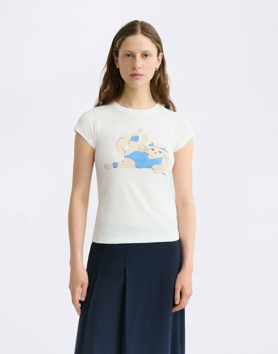 Thinking MU Meowrobics Mirna Tee WHITE XS