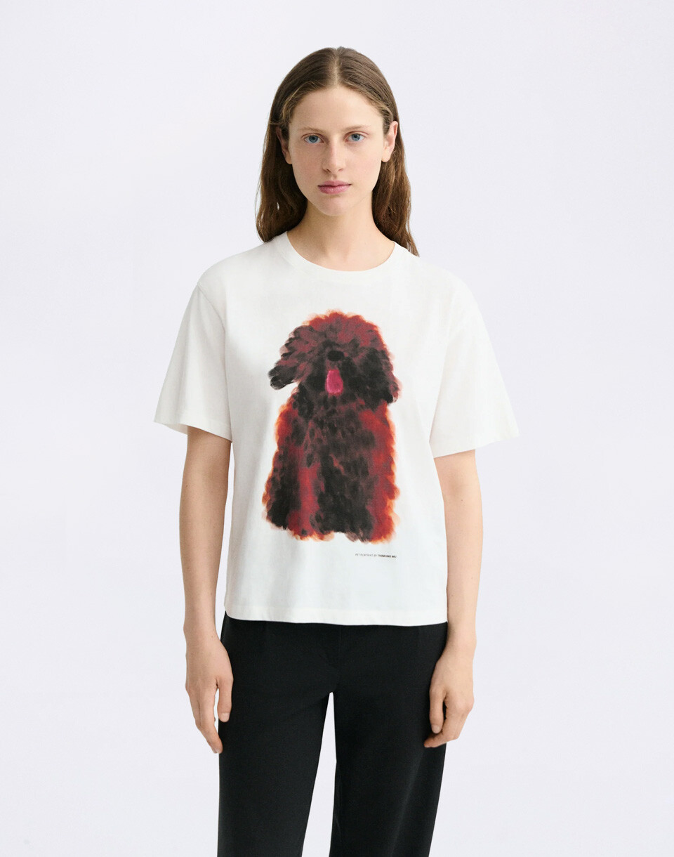 Thinking MU Pet Portrait Lucia Tee WHITE XS