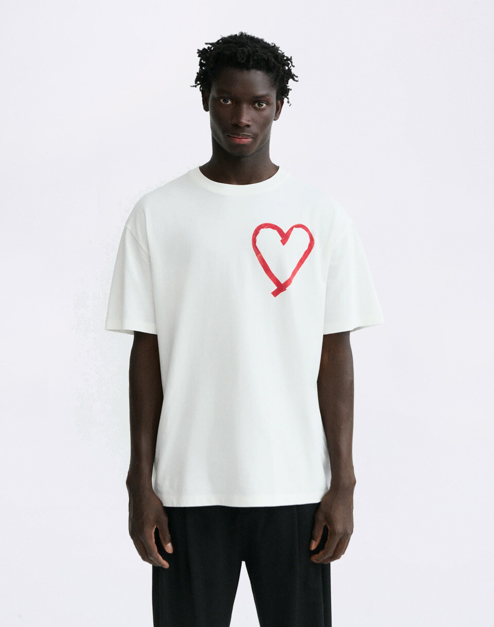 Thinking MU Tape Heart Aaron Tee WHITE S