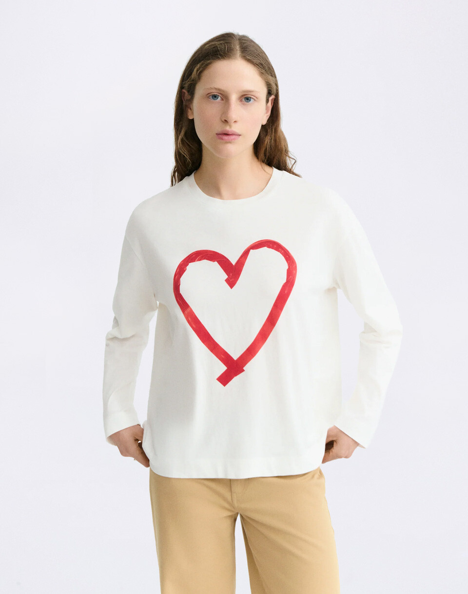Thinking MU Tape Heart Emily Tee WHITE XS