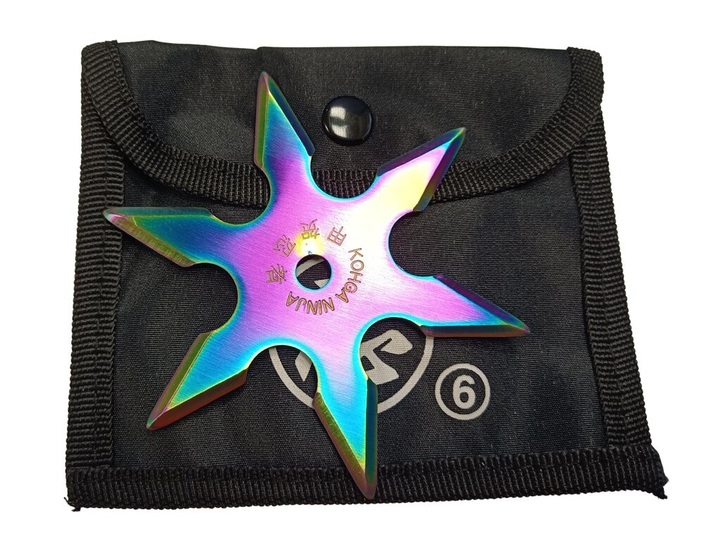 Vrhací (házecí) hvězdice ninja 6 shuriken Rainbow