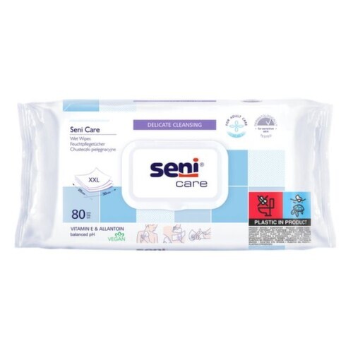 Seni Care vlhčené ubrousky vit. E & allantoin XXL 80 ks