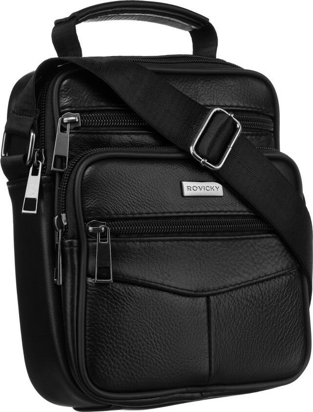 Rovicky Černá kožená messenger taška přes rameno R-13201-S Velikost: ONE SIZE