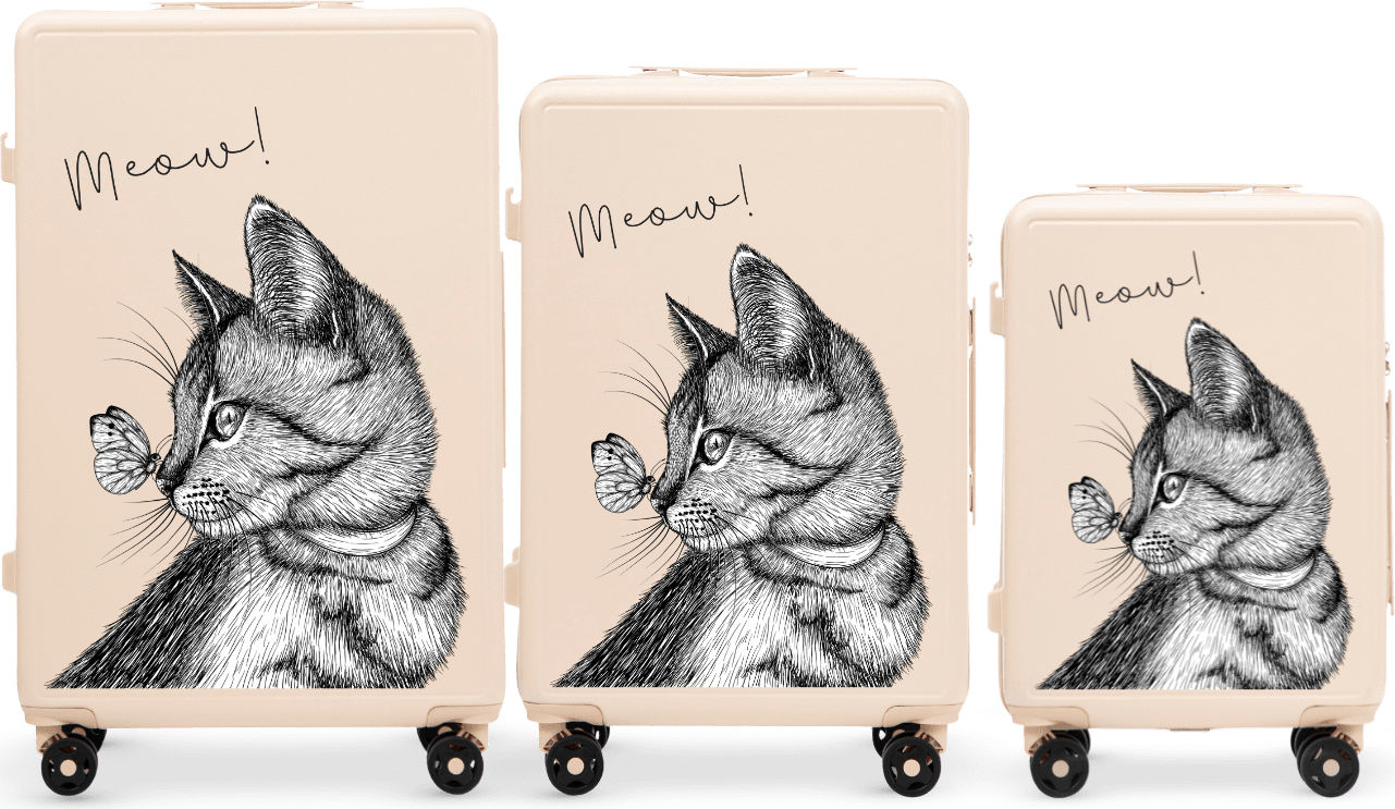 Unisex sada 3 cestovních kufrů Wings Customized MEOW lomená bílá Velikost: ONE SIZE