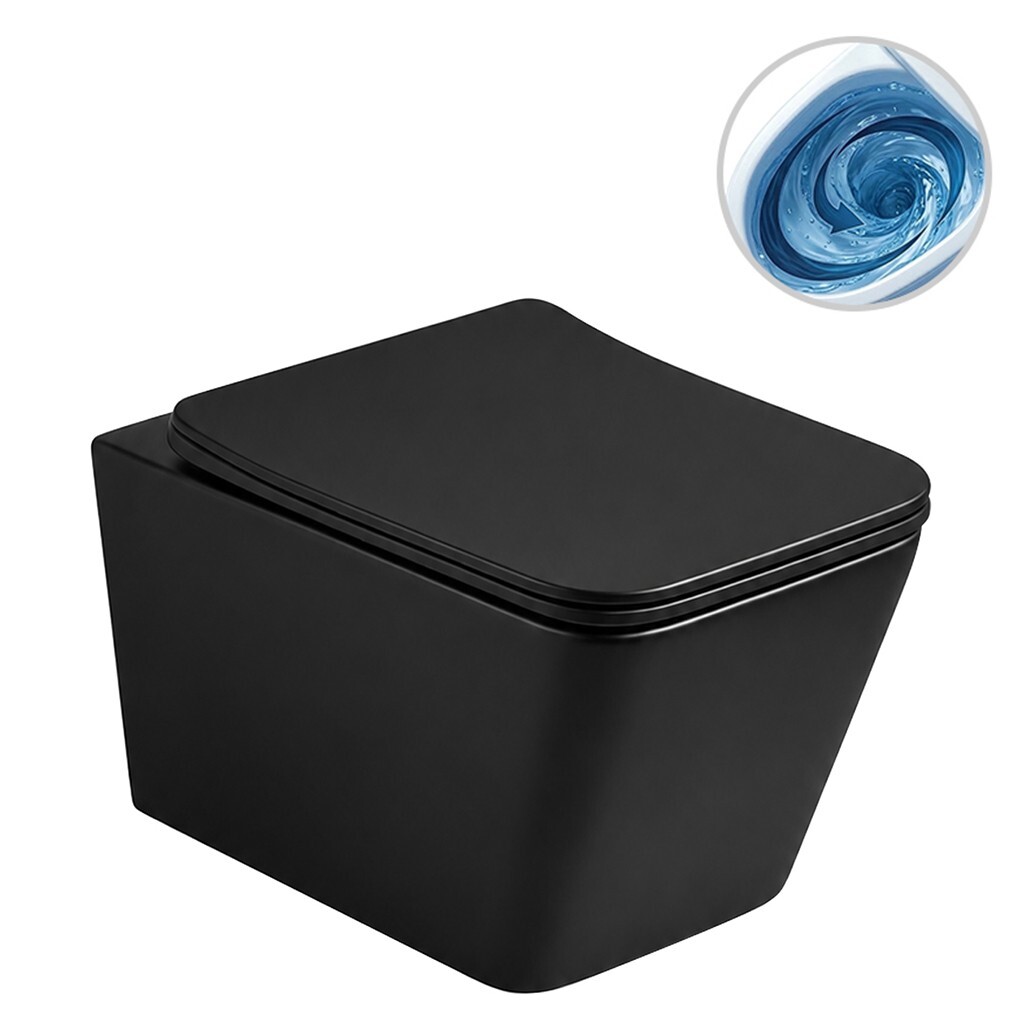 CERANO WC závěsné Forte, Vortex vírové splachování + Slim/SoftClose sedátko černá matná 52x35 CER-680368