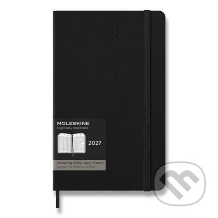 Moleskine – 12-mesačný týždenný vertikálny diár PRO 2027 (čierny)