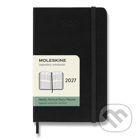 Moleskine – 12-mesačný týždenný vertikálny diár 2027 (čierny)