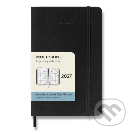 Moleskine – 12-mesačný diár 2027 (čierny) (malý, pevná väzba, elastické zatváranie)