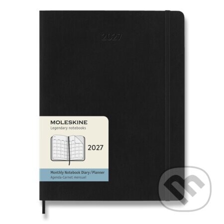 Moleskine – 12-mesačný diár 2027 (čierny) (veľký, pevná väzba, elastické zatváranie)