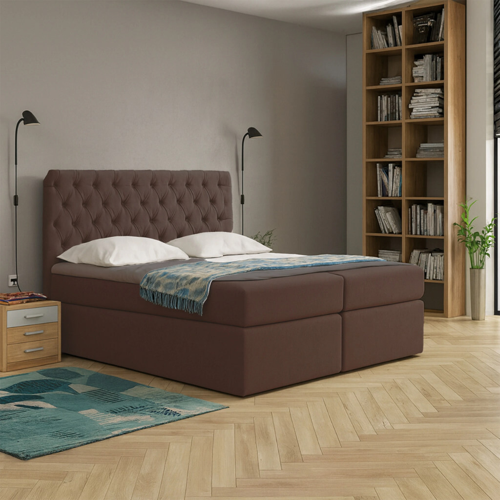 Eka Kontinentální čalouněná postel Luxurious - Cassablanca (180x200 cm), látka tmavě hnědá (Trinity 08) - 2.jakost
