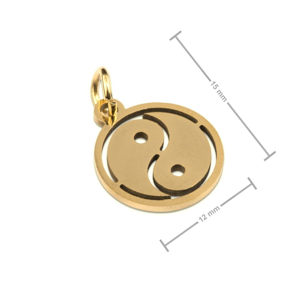 Přívěsek z chirurgické oceli Ying Yang v barvě zlata - 1 ks