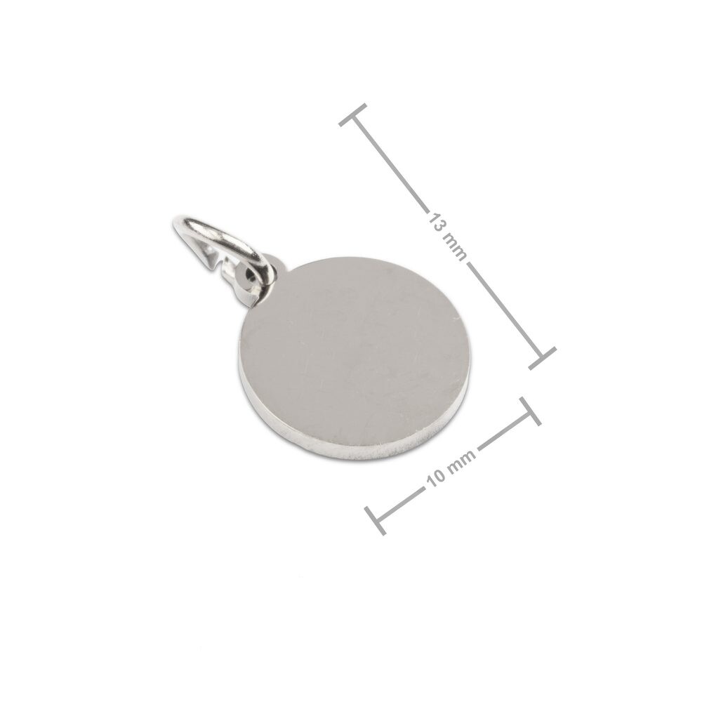 Přívěsek z chirurgické oceli medailon pro gravírování 10 mm - 1 ks