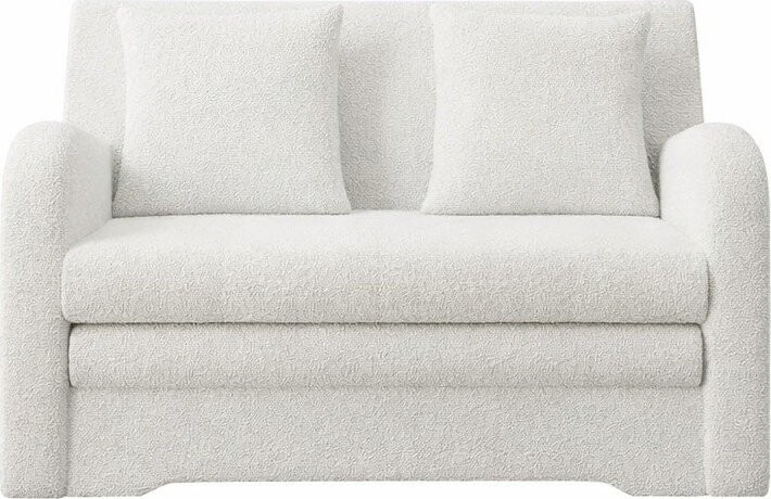 Bílá rozkládací/s úložným prostorem pohovka z textilie bouclé 130 cm Ario - II. jakost – ELTAP