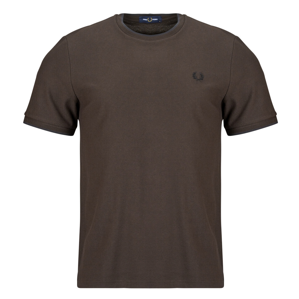 Fred Perry  TRIM DETAIL CREPE PIQUE TSHIRT  Hnědá