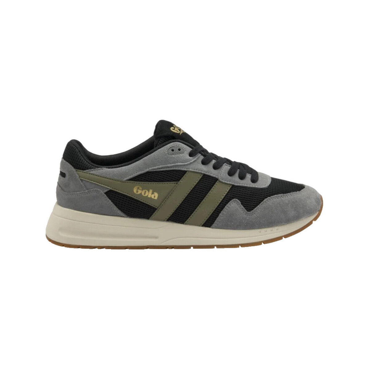 Gola  Baskets  Delta tige en maille noire et daim gris cendré  Černá