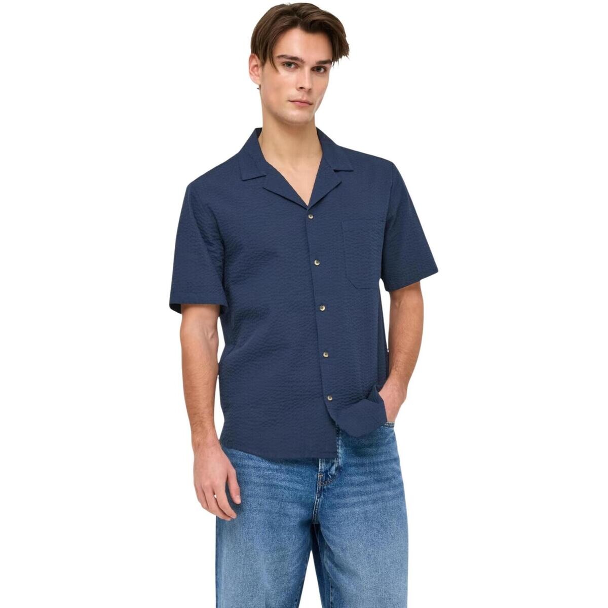Only & Sons   ONSEYE RESORT SEERS 0009 SHIRT NOOS 22030342  Modrá