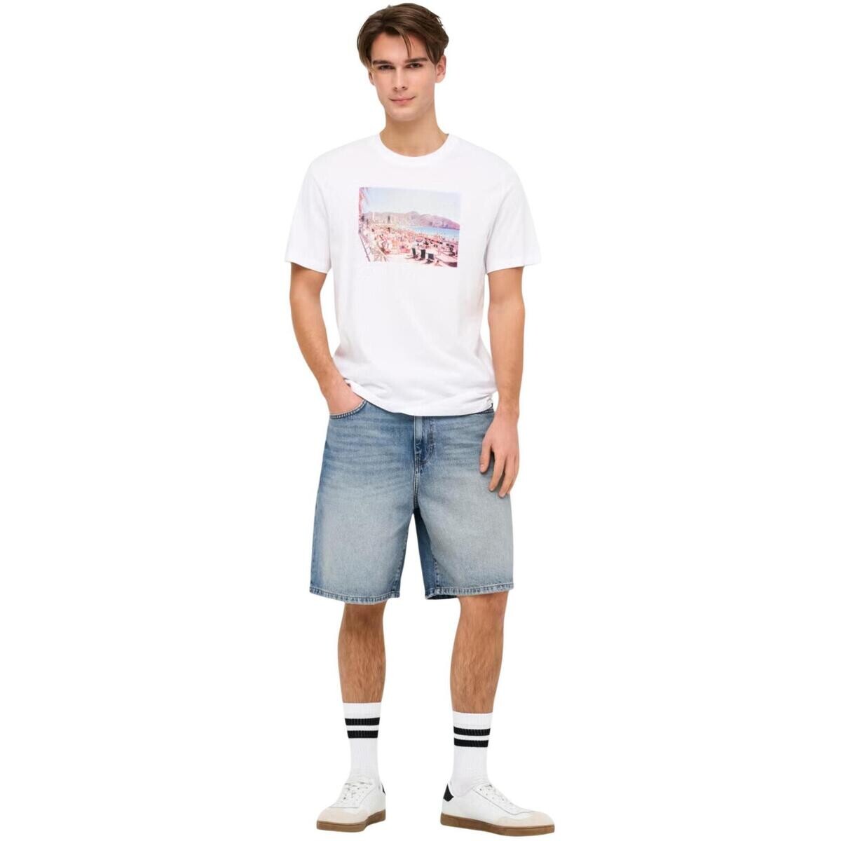 Only & Sons   ONSFADE MB TINT 9085 TAI DNM SHORTS NOOS 22029085  Modrá